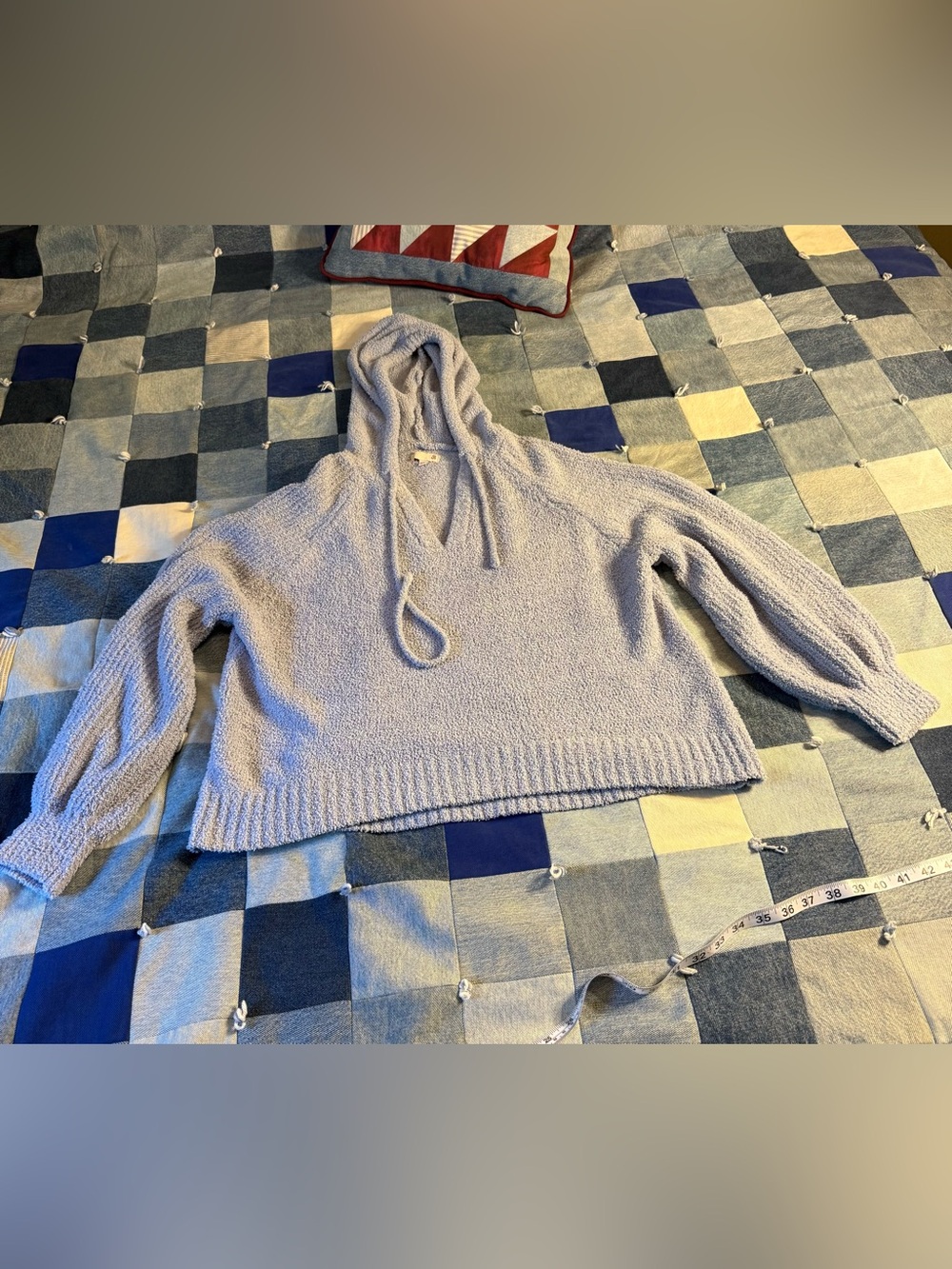 SO Brand Chenille Hooded Pullover Sweater - Soft Blue Gray XXL